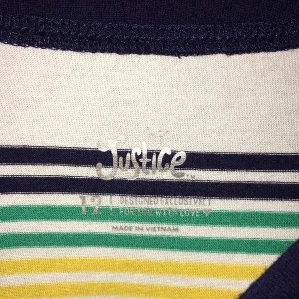 Justice Long sleeve T-shirt size 12 retro striped glitter